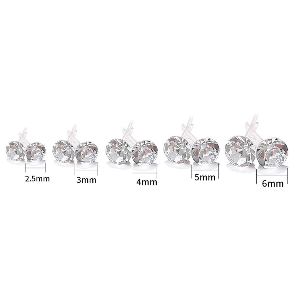 20 Paren/set White Crystal Stud Oorbellen Kleurrijke Mode Oorbel Voor Vrouwen Sieraden Strass Zilveren Kleur Piercing 2.5/3/4