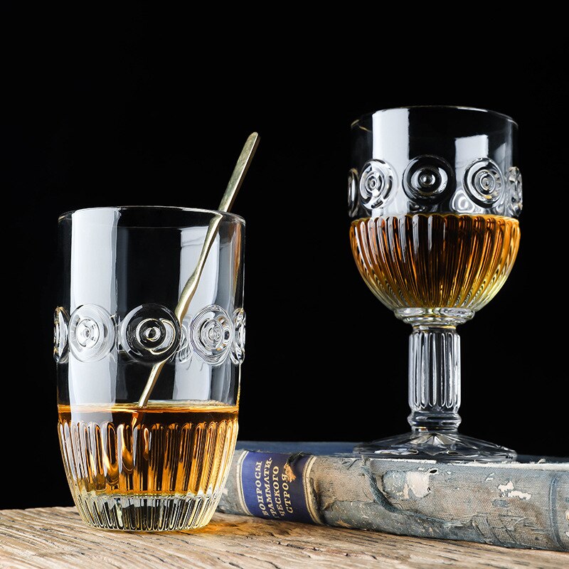 Copa de cristal con relieve de iris europeo, vaso para agua, té, vino, zumo de fruta, bebida, hogar