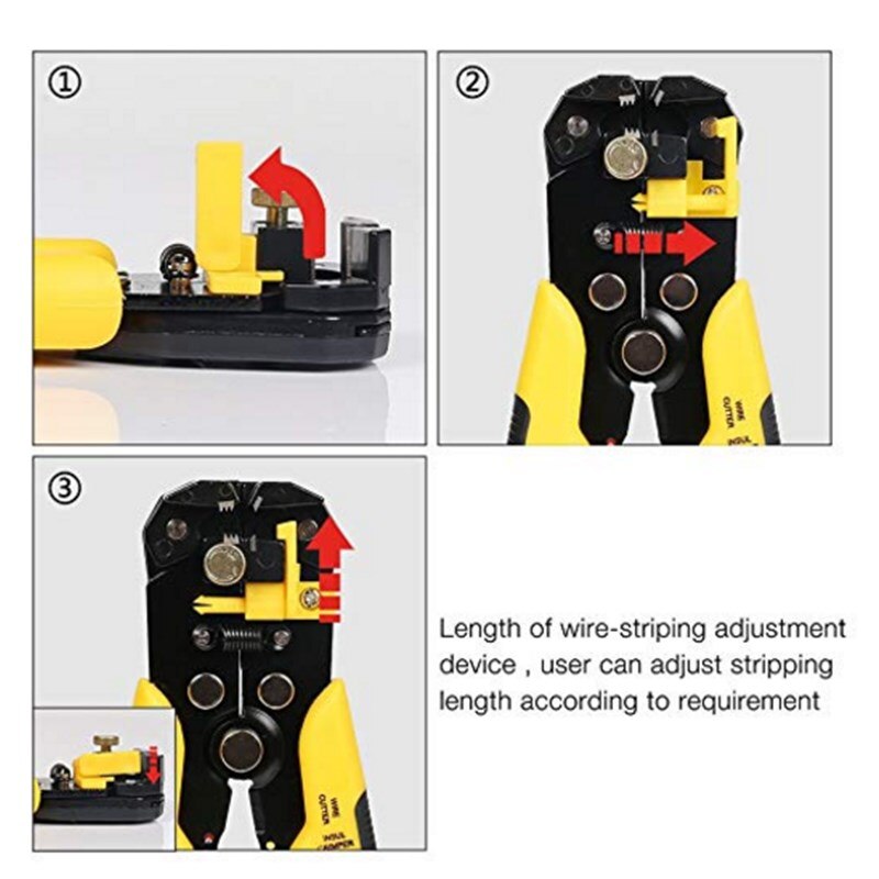 1Pc Kabel Wire Stripper Cutter Crimper Automatische Multifunctionele Tab Terminal Krimpen Strippen Tang Gereedschap 8 Inch