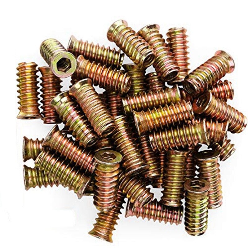 100Pcs M6 X 15Mm Meubels Schroef In Moer Schroefdraad Hout Inserts Bolt Fastener Connector Hex Socket Drive