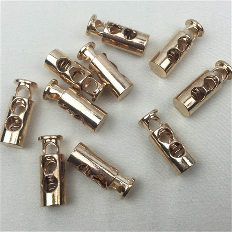 10 stks 24mm Metalen Legering Koordvergrendeling Hollow Lente Gespen Dubbele-gat Kleding Schoenen Hoed Hoodies Kledingstuk Accessoires: golden