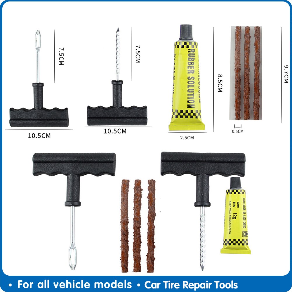 Autoband Reparatie Tools Tubeless Band Bandenreparatieset Plug Kit Naald Patch Fix Tool Cement Nuttig Sets Auto Tire Reparatie gereedschap