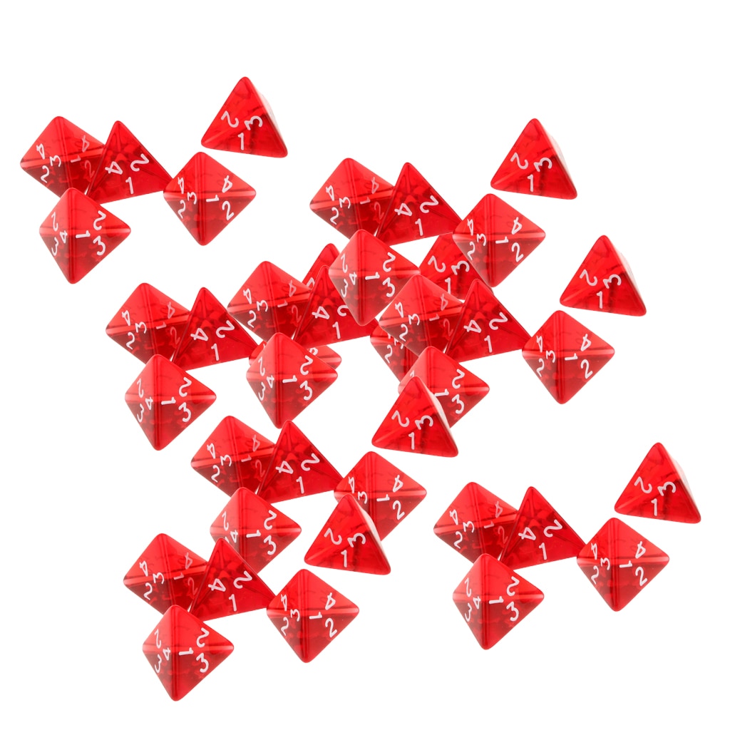 2cm Polyhedral Four Sided Dice Set Table Games D4 D&D TRPG Colors Dice, Red, Pack of 150