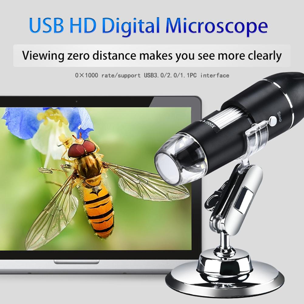 Professionele Usb Digitale Microscoop 1000X 1600X 8 Leds 2MP Elektronische Microscoop Endoscoop Zoom Camera Vergrootglas + Lift Stand