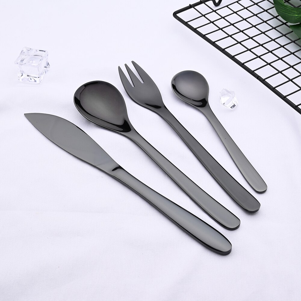 Rose Gold Tableware Set Mirror Silverware Set 304 Stainless Steel Cutlery Kitchen Knife Spoon Flatware Western Dinnerware Set