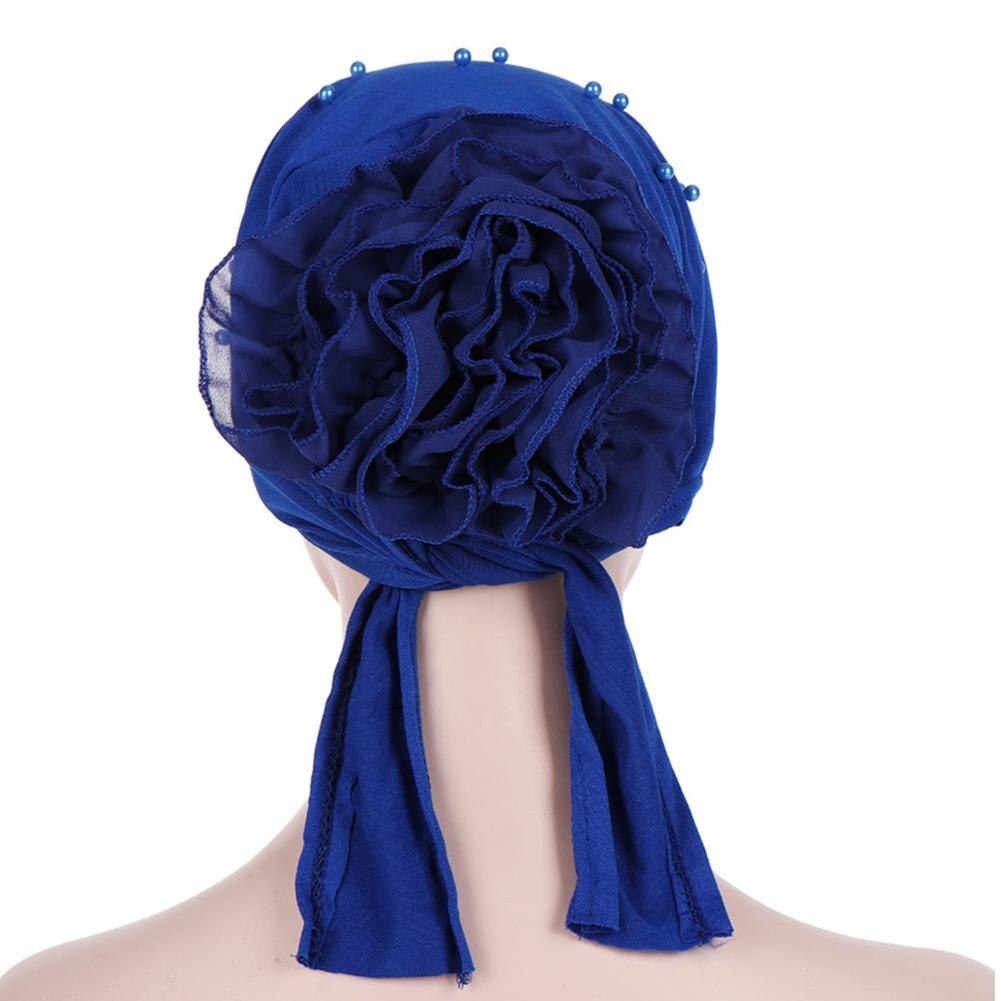 1pcs Spring Autumn Women's Accessories Headdress Muslim Big Flower Nail Bead Cap Headdress Baotou Dubai Women's Hat Leisure D4O1