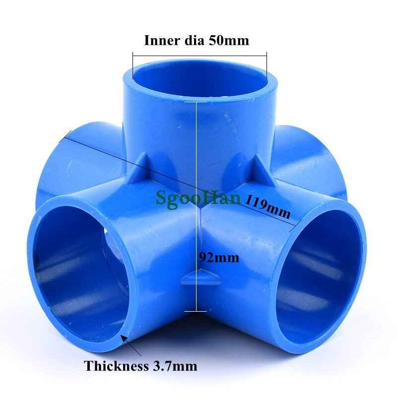 1Pc Big Size 50Mm Pvc Pijp 3/4/5/6 Manier Connector Aquarium Fish Tank Buis Gewrichten irrigatie System Plastic Frame Fittings: 5 way joint