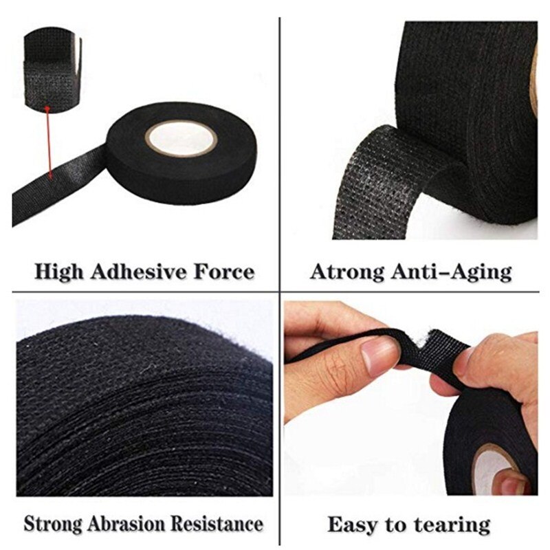 thumbnail image 2 of Heat Proof Cloth Electrical Harness Tape – Wire Loom Wrap For Noise Damping (9-38mm X 15M) 2 of 6
