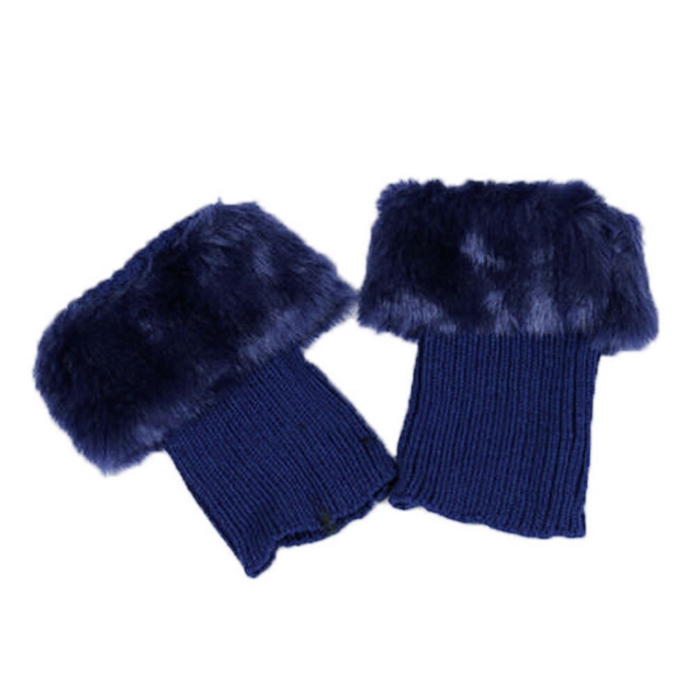 Frauen Feste Stiefel Socken Winter draussen Zubehör Gestrickte Deckel Erwachsene Weichem Bein Wärmer Knöchel fußlos Hülse: dunkel Blau