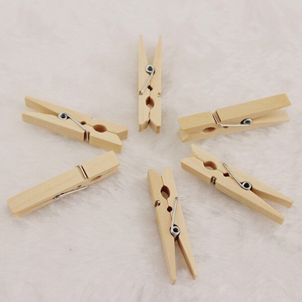 50 PCS Very Small Mine Size 25mm Mini Natural Wooden Clips For Photo Clips Clothespin Craft Decoration Clips
