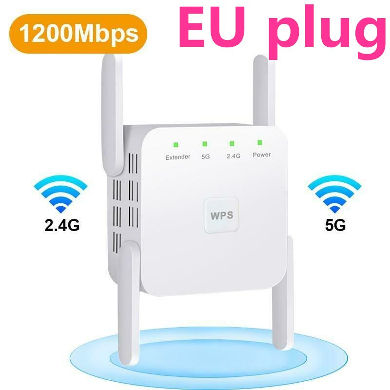 Draadloze Wifi Repeater Wi-fi Booster 2.4G/5Ghz Wifi Versterker 300/1200 M Signaal Wifi Lange Range Extender 802.11ac Access Point: 5G 1200M white EU