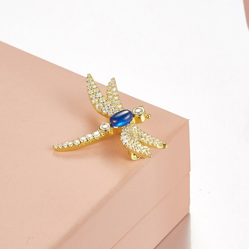 Broche de libélula de Plata de Ley 925 con circonita, broche de colores, para mujeres