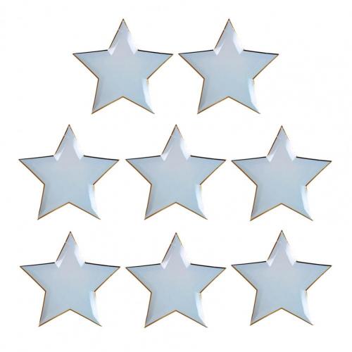 8Pcs/Set Disposable Paper Plate Star Shape Party Plates Bright-color Tableware for Wedding Picnic Birthday platos desechables: Blue
