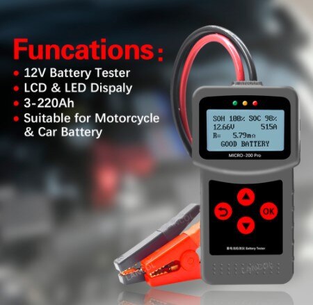 Micro200 Pro Digital Car Battery Tester 12/24v 40 to 2000CCA Automotive Load Battery System Analyzer for Motorcycle Tester Tools