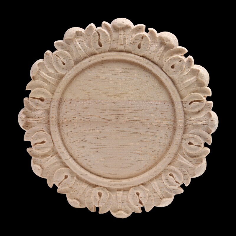 Solid Wood Decal Wood Carving European Round Patch Wood Carving Furniture Decoration Cabinet Door Cabinet Bed Flowers Wood Decal