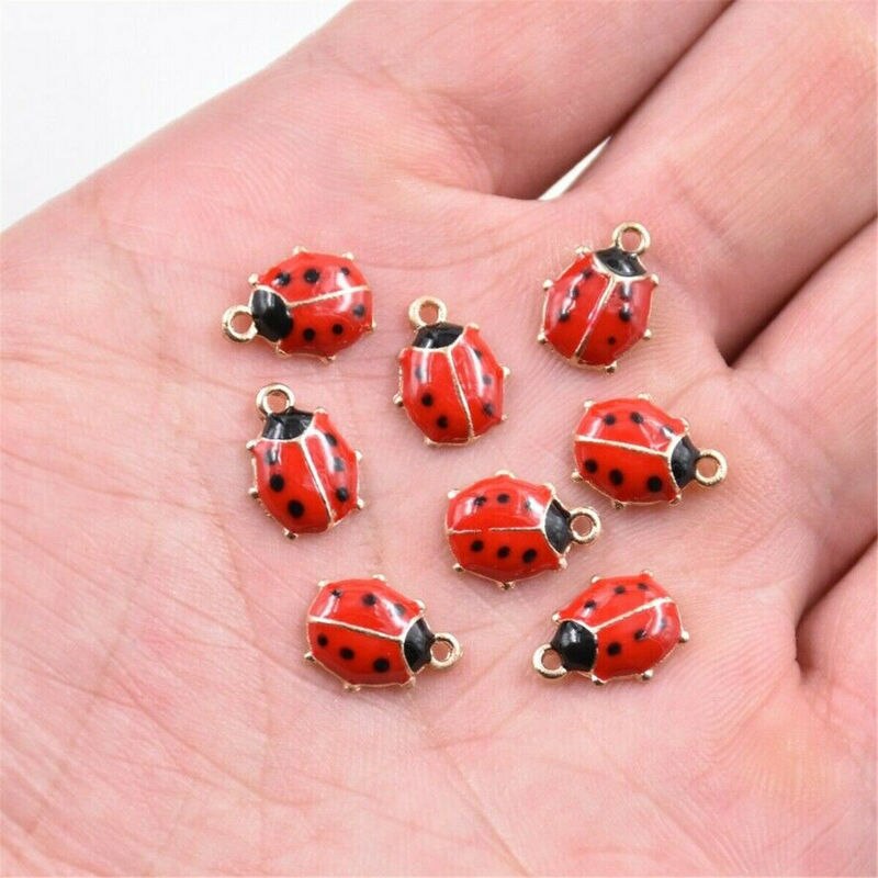 10pz Coccinella Rossa Dello Smalto Coccinella Pendenti E Ciondoli per il Braccialetto Coccinella Branelli Del Pendente per la Collana di Gioielli FAI DA TE Che Fanno 11 millimetri x 9 millimetri