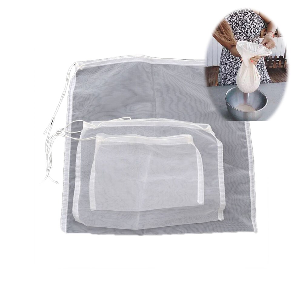 Nut Milk Bag 4 Sizes Reusable Food Strainer Multiple Usage, Cold Brew Coffee Filter, Strong Nylon Mesh, Cheesecloth Juice Filter