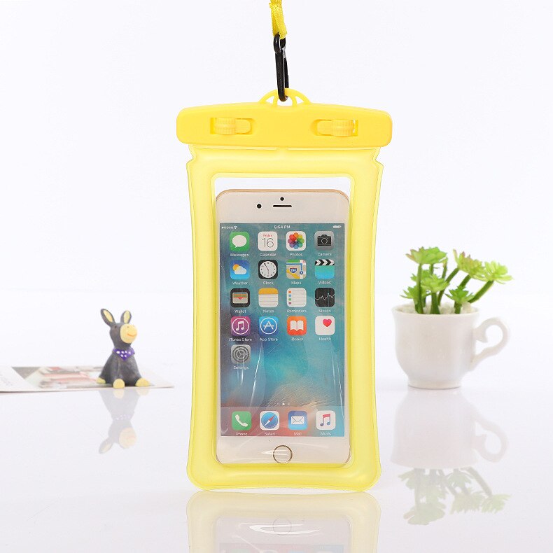 Float Waterproof Mobile Phone Case For iPhone X Xs Max Xr 8 Samsung 6.5 inches Clear PVC Sealed Underwater Smart Phone Dry Pouch: yellow