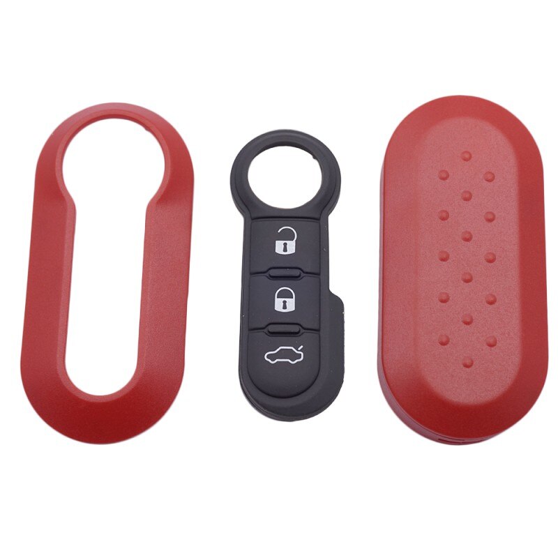 Cocolockey-Funda de mando a distancia para coche, almohadilla de reemplazo para Fiat 500, Panda Punto Bravo, almohadilla con botón de goma, 3 botones: red