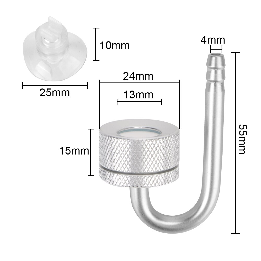 Met Zuignap Voor Aquatische Plantengroei Aquarium Bubble Verstuiver CO2 Generato Aquarium CO2 Diffuser Zilver