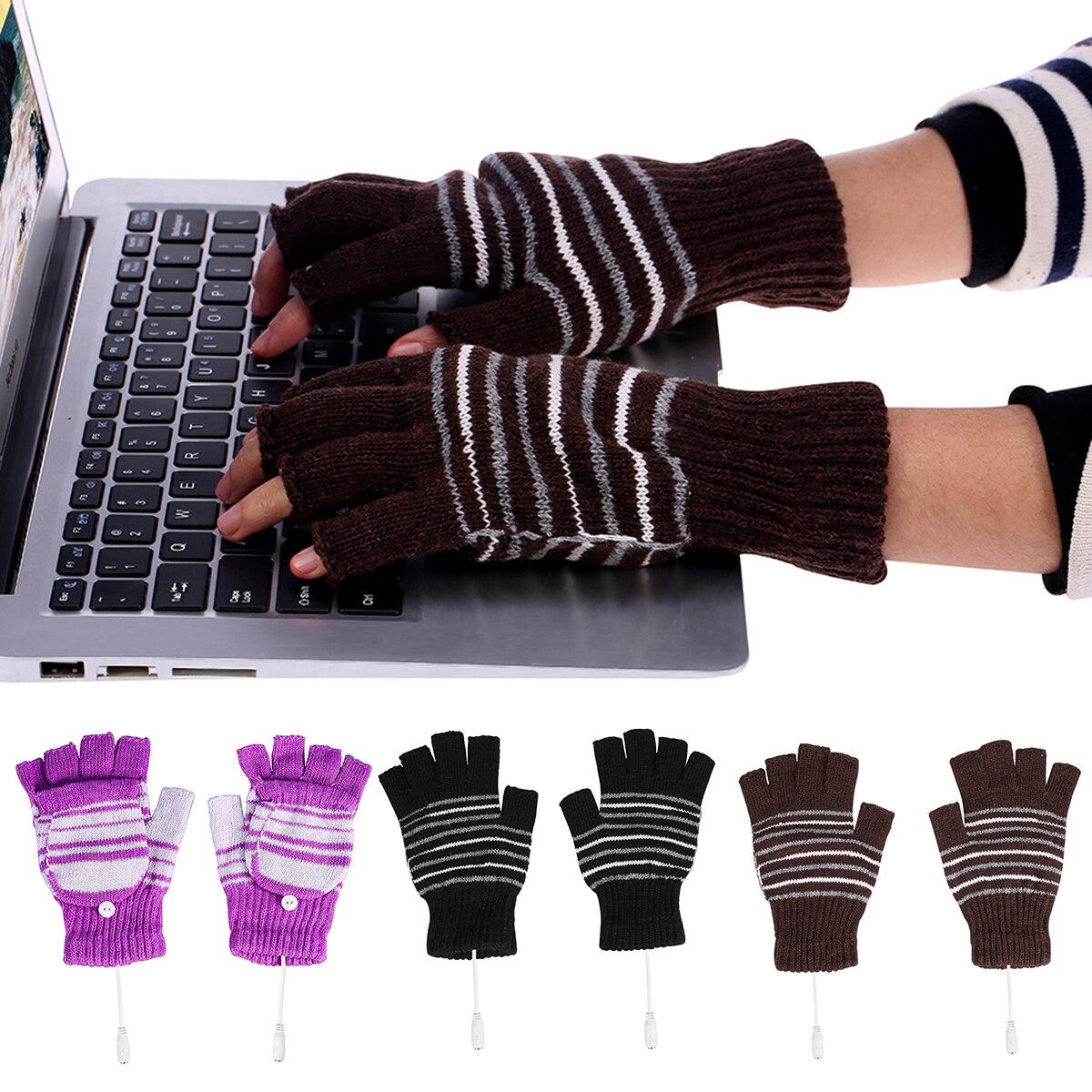 Gant chauffe-main électrique USB 1 paire | Offre spéciale, gants chauffants USB, pour l'hiver