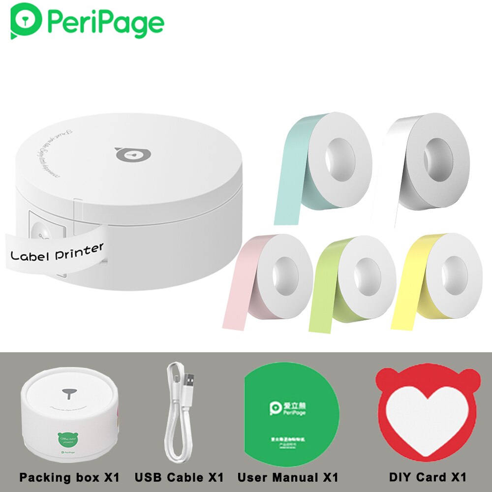 PeriPage L1 Printer Mini Pocket Label Maker Sticker Inkless Portable Thermal Label Printer Bluetooth-compatible: W-5 Rolls Paper