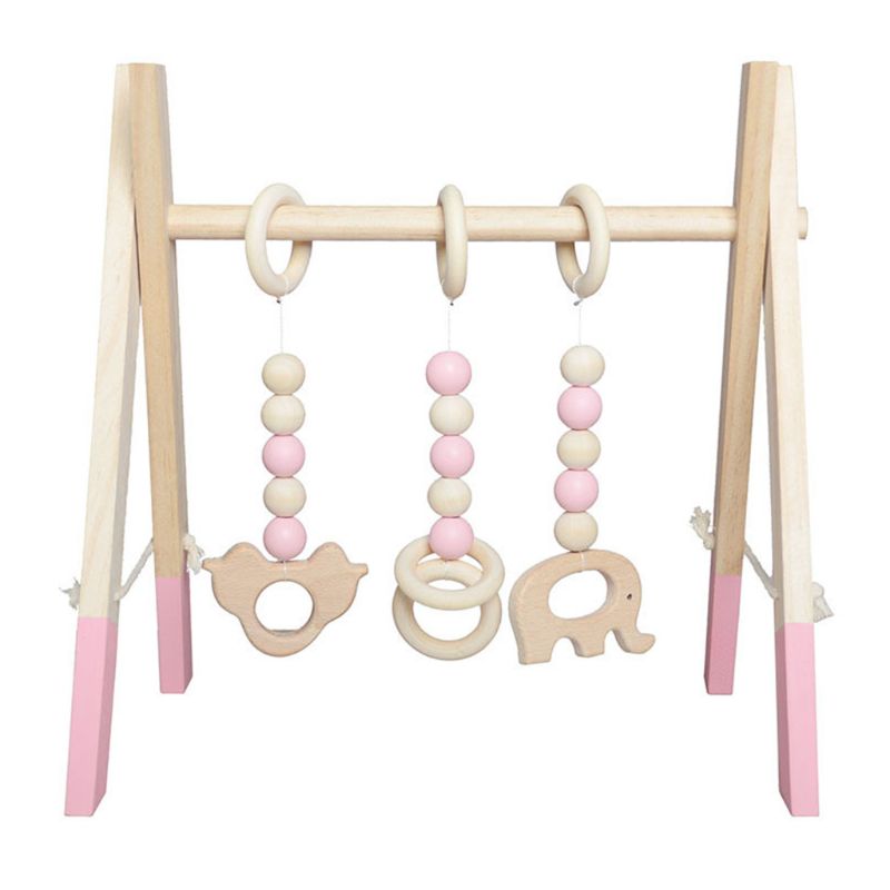 Nordic Wooden Newborn Fitness Rack Children Room Decorative Toy Photography Prop: Pink