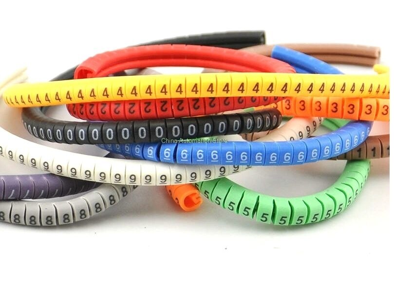 1000 Stuks 0 tot 9 nummer Kabel Draad Marker EC-0 1.5mm2