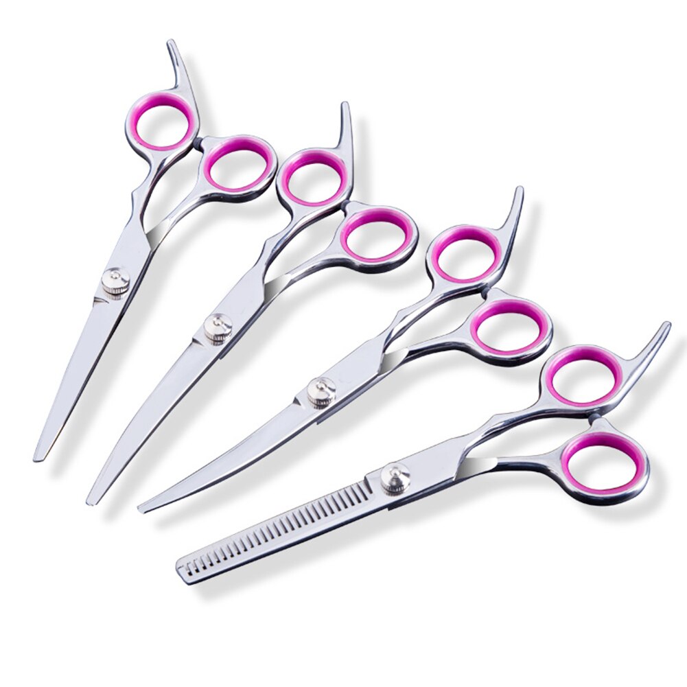 Pet Dog Grooming Scissors Kit Pet Trimmer Straight Curved Shears Comb Leather Bag Scissors Kit Sharp Security Easy To Carry