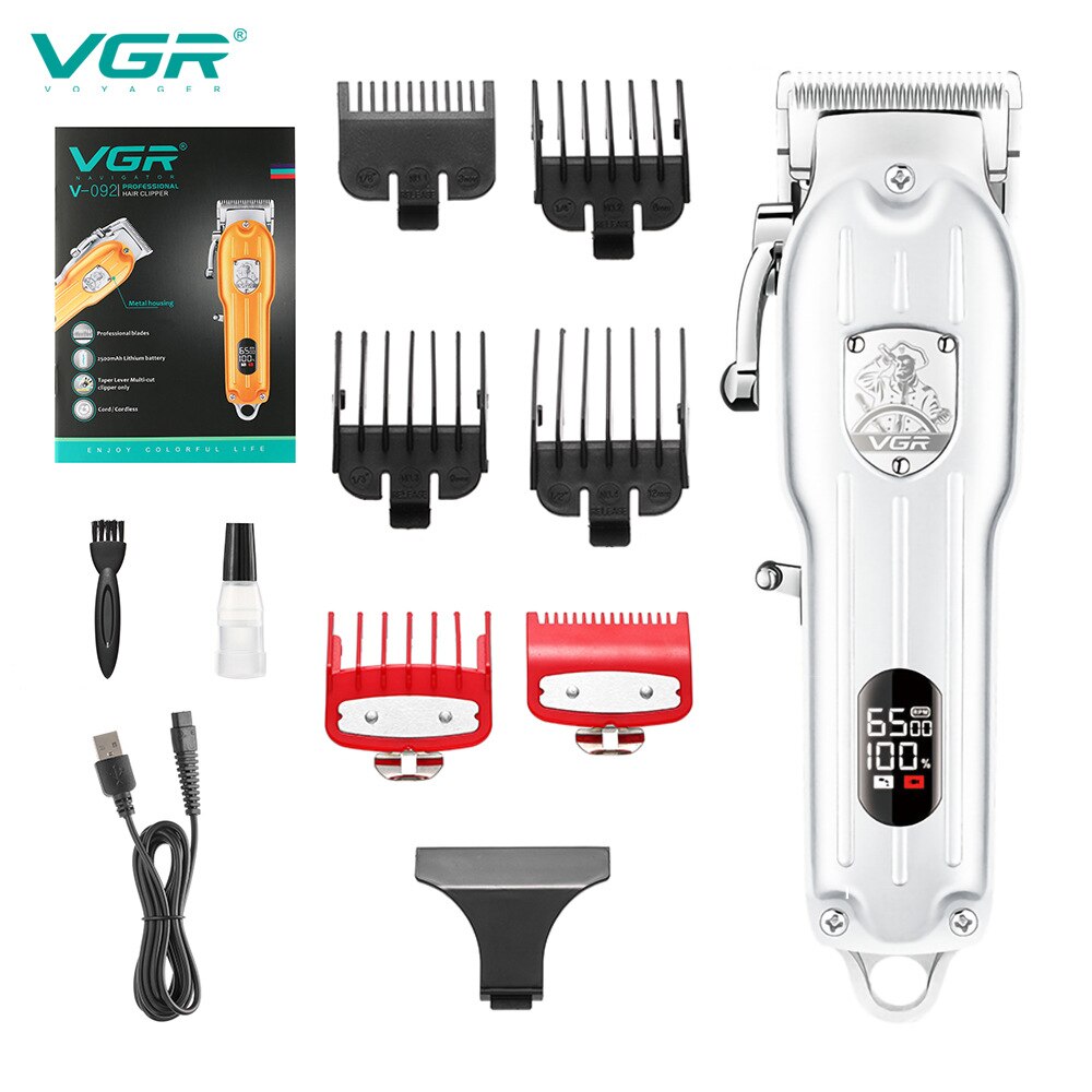 hair clipper hair Trimmer in Hair clippers for men electric trimmers LCD Display machine barber Hair cutter gold: V-092-silver