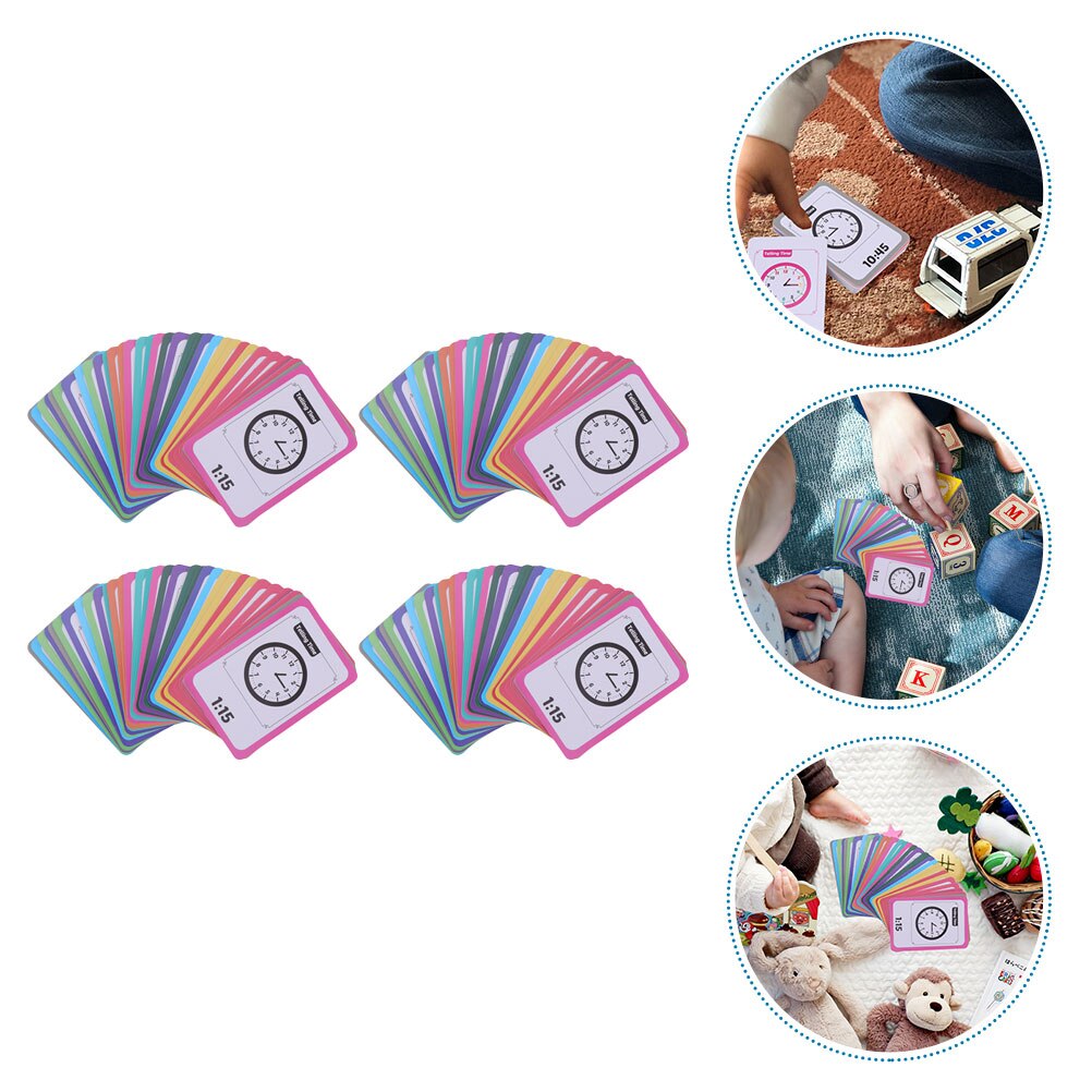 4 Boxes Practical Telling Time Flashcards Clock Figure Teaching Toys: Default Title