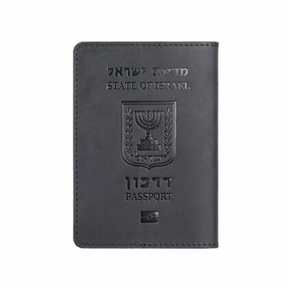 Lederen Israëlische Paspoort Cover Hebreeuws Paspoort Menorah Case Unisex Reizen Portemonnee: Black