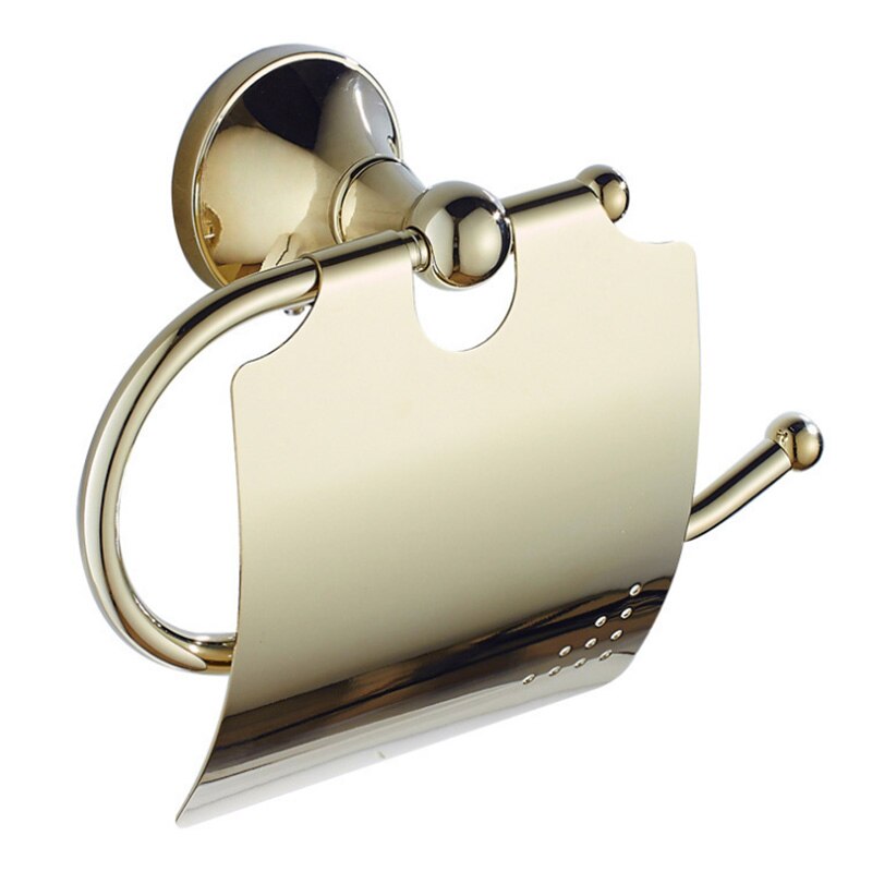 Porte-papier toilette noir brossé, Bronze or blanc chromé salle de bains WC porte-serviettes en papier de soie couverture Antique porte-rouleau en laiton: Or