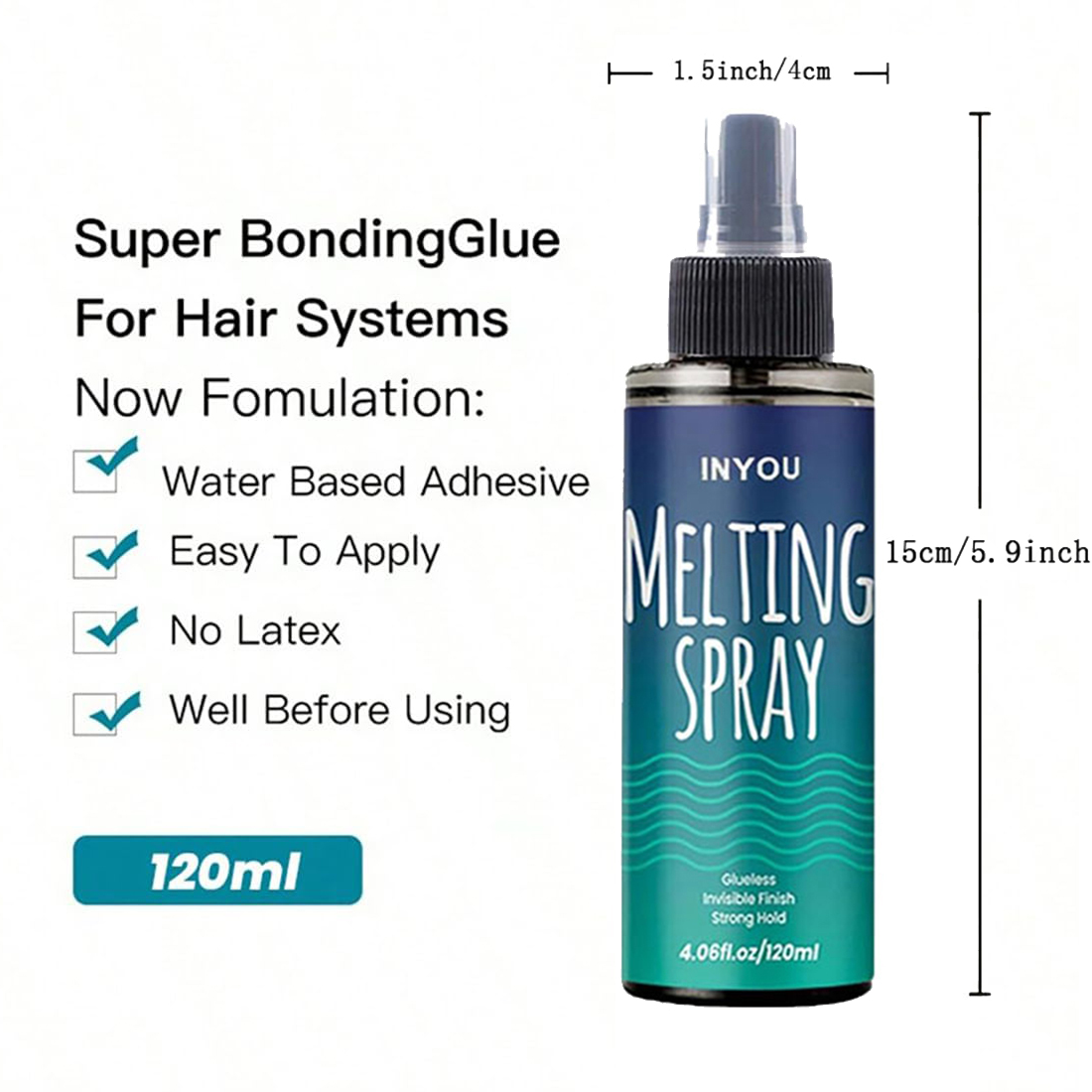 Spray de colle pour perruque Lace Front, 4 pièces, Spray de fusion de dentelle et Spray de liaison de dentelle, Kit de colle pour cheveux