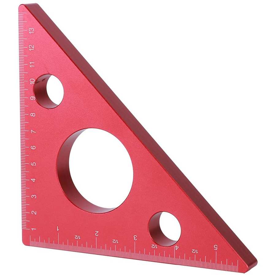 Protractor 5in/13cm Right Angle Ruler Triangle Height Ruler Aluminum Alloy Carpenter Measuring and Gauging Tool