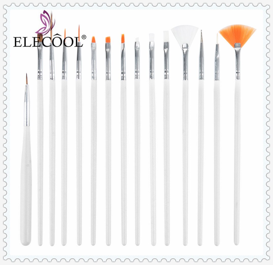 Elecool 15/7/5/3/1 stk neglelak maleri tegning liner børster nail art borstel børster til manicure negle art børster til gel