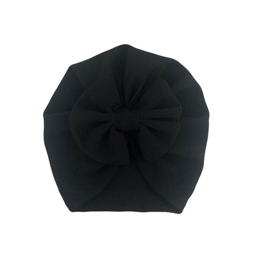 Emmababy Cute Baby Girls Bow Turban Hat Toddler Kids Head Wrap Hijab Solid Headband Cap 0-18 Months.: Black