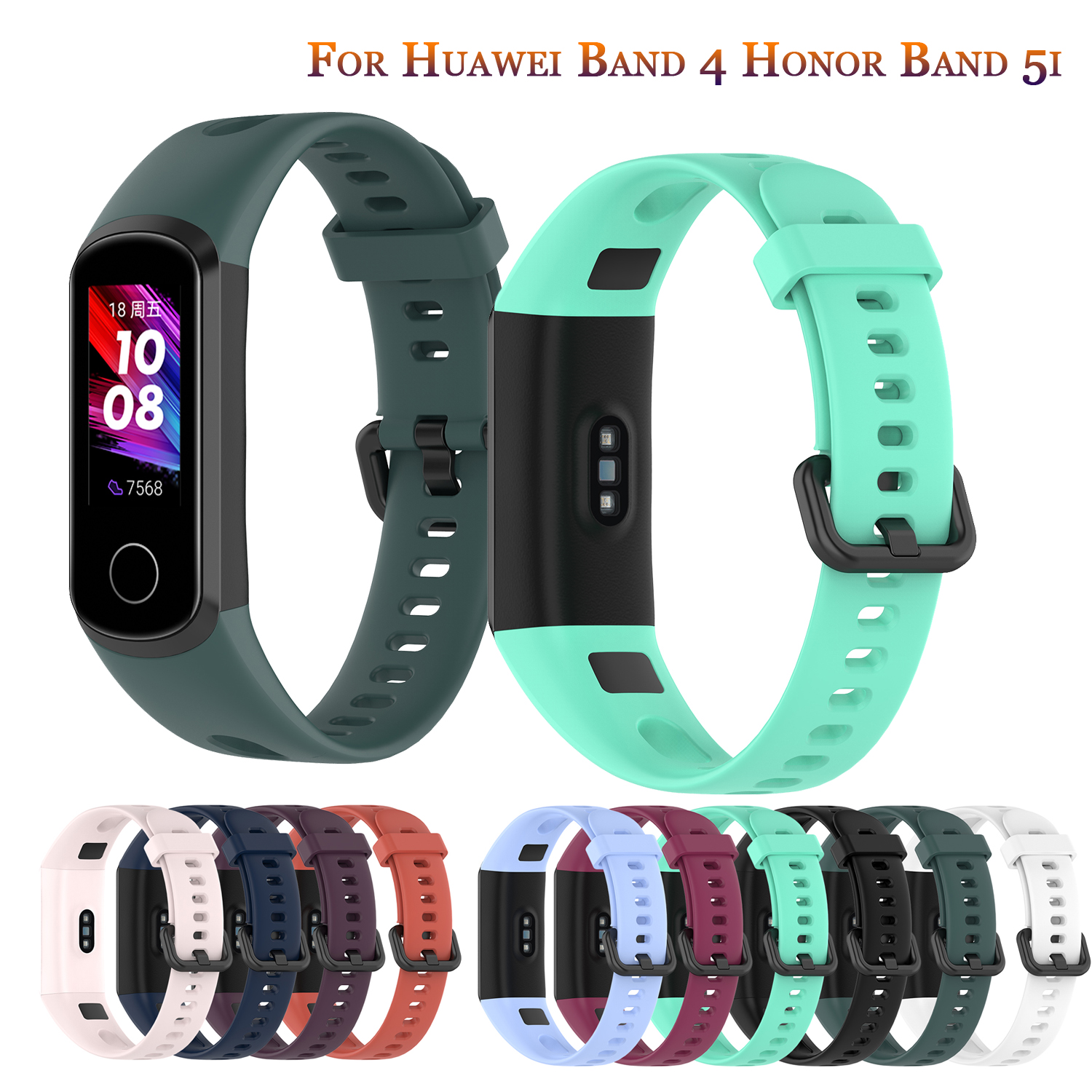 Miękki Sport silikonowy pasek na rękę wymiana Watch Band dla HUAWEI Band 4 / Honor Band 5i opaski klamra inteligentny zegarek akcesoria