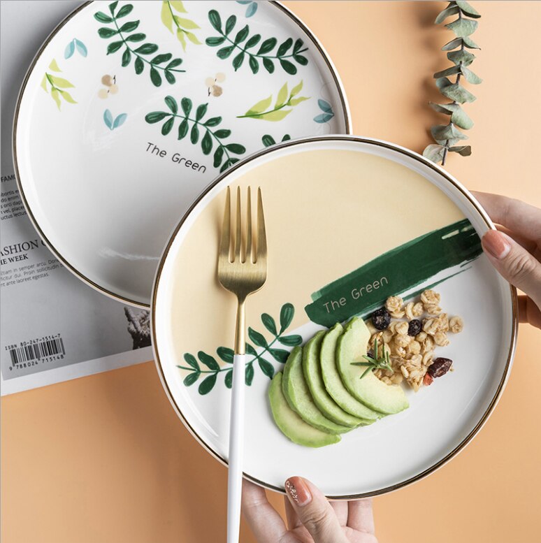 Ceramic Tableware Dishes Household Dishes Rice Bowl Afternoon Tea Cup Dessert Breakfast Western Plate For Tableware