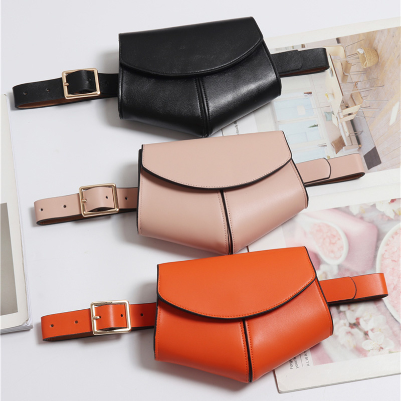 Women serpentine fanny pack ladies belt bag mini disc waist leather handbag small shoulder bags 040301