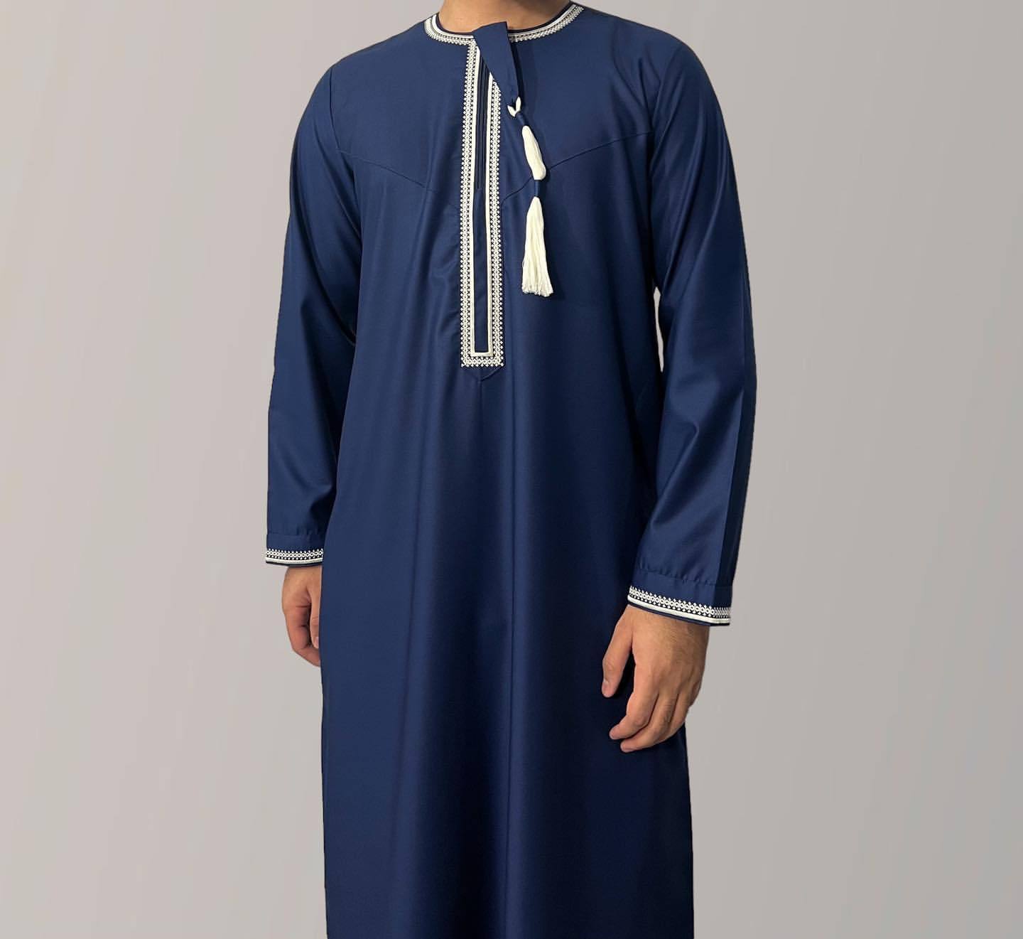 Moslim Mode Abaya voor Mannen Lange Mouw Jurk Gewaad O-hals Borduren Mannen Jubba Thobe Pakistan Arabische Islam Kleding Gebed Kaftan: 54 / YELLOW