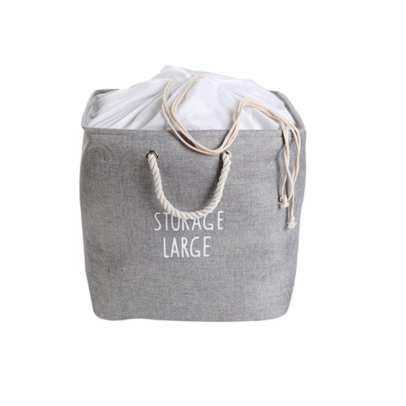 Cesta grande de tela para guardar ropa, cesta cuadrada para la colada, con cordón, organizador de libros, ropa, juguetes: Grey / M