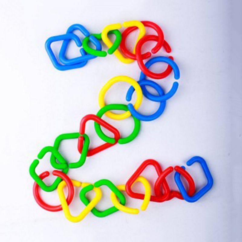 20 st papegojbett tugga lek leksak fågel gör det själv tillbehör färgglad plastkedjelänk