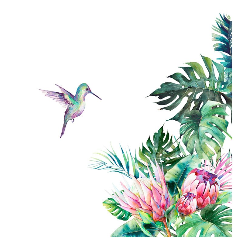 Achtergrond muurdecoratie stickers diy strand blad muurstickers tropische vegetatie vogel huiskamer muurdecoratie: Default Title