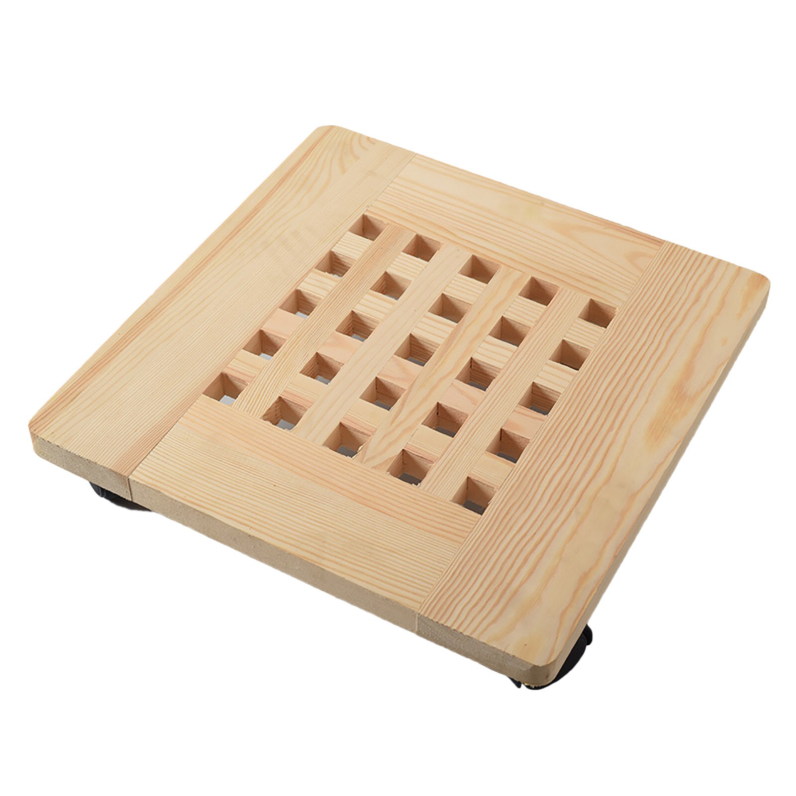 Pot Receptacle Tray Flower Stand Mobile With Wheels Round Gardening Garden Tool Rolling Wooden Planter: Wood A5