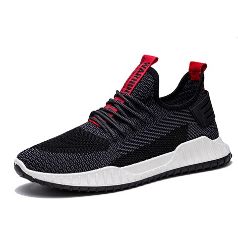Mesh sko herre sneakers afslappet snøresko letvægts vulkanisere walking sneakers zapatillas hombre herre high top sneakers: Sort / 39