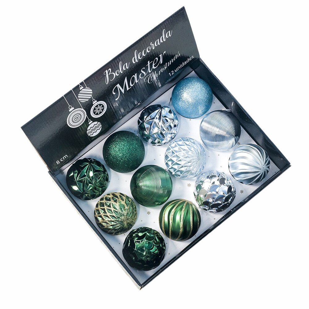 12 stuks kerstboomdecoratieballen, 80mm kerstballen voor een kerstfeest, hangende kerstballen voor thuis, kerstversieringen: Default Title