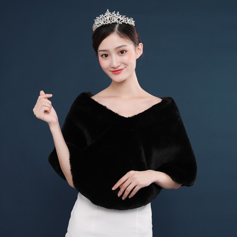 Grande taille femmes fourrure chauffe épaules bordeaux châles de mariée Cape rouge noir fausse fourrure mariage haussement d'épaules manteau Boleros