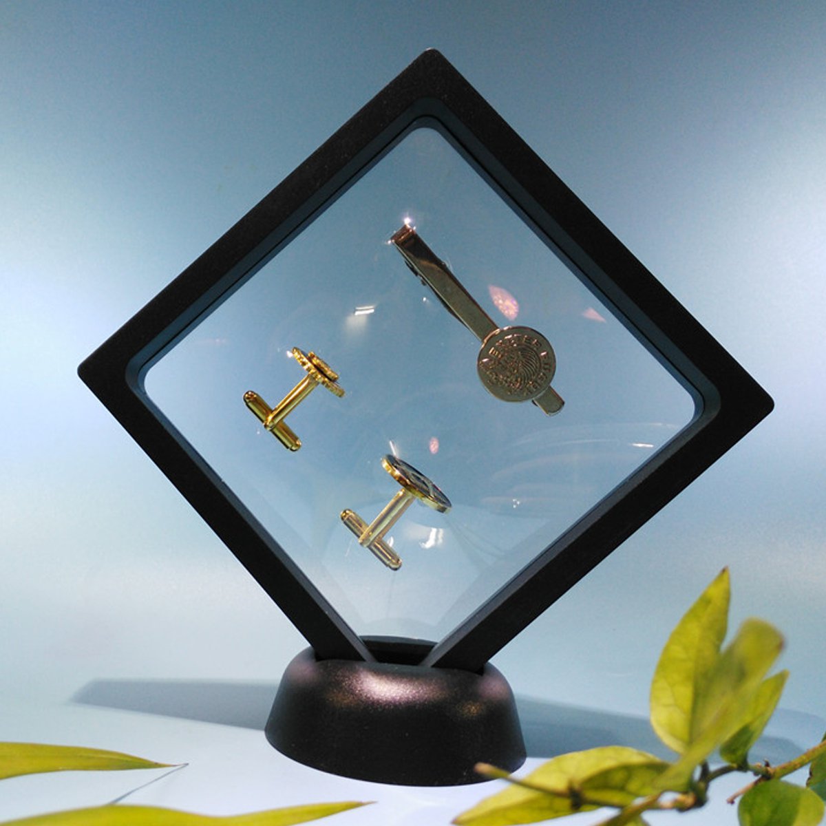 Vierkante 3D Albums Drijvende Frame Holder Coin Box Sieraden Display Show Case, 9X9cm (Met Voet)