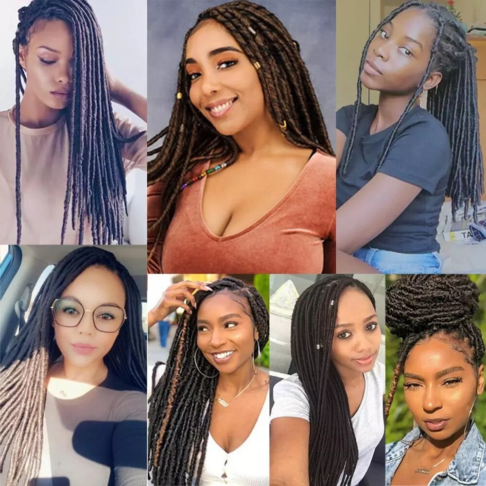 Aidaiya faux locs crochet hair 1B dreadlocks Synthetic Crochet Braid hair Nuatral Color Faux Locs Weaving For Blackwomen